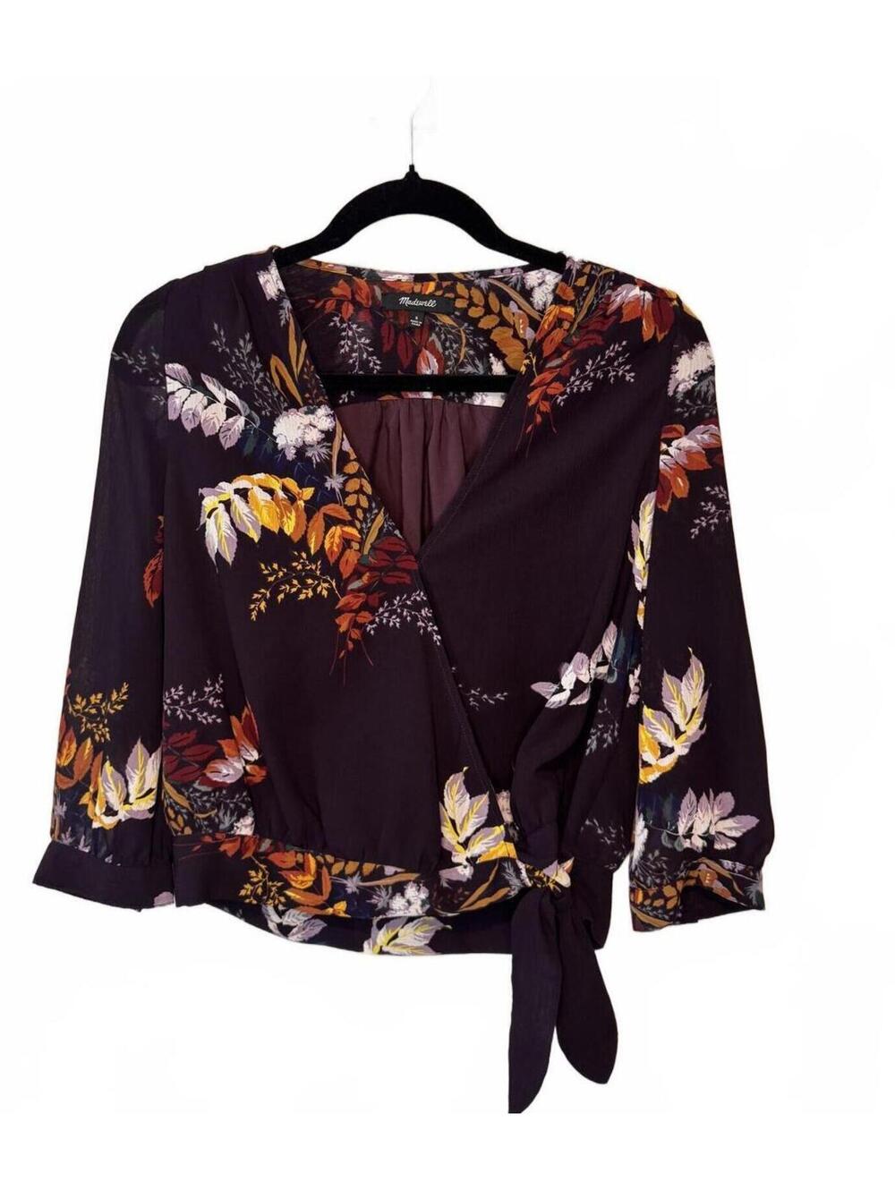 MADEWELL | Blooming Oasis Wrap Top Floral Tie Waist Size S Artsy